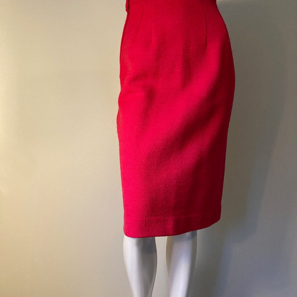 Vintage wool fuschia pencil skirt set